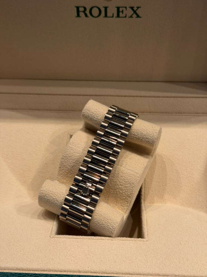 Rolex Presidential White Gold Day-Date 40MM - President Bracelet Watch - Olive Green Bevelled Roman Dial - 228239-0033