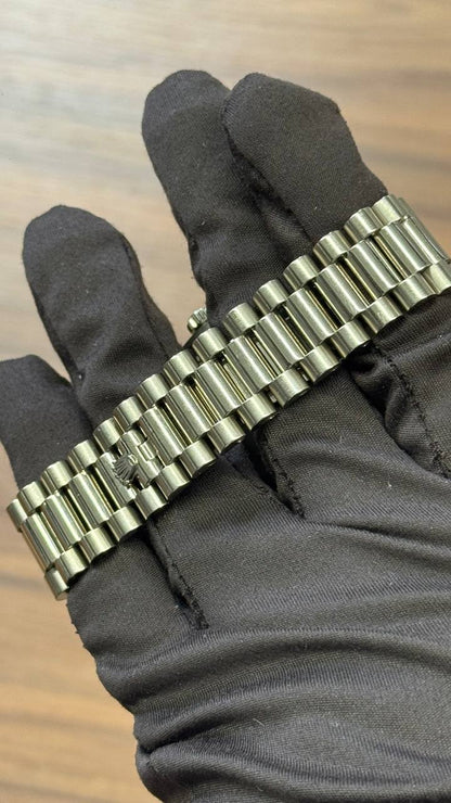 Rolex Presidential White Gold Day-Date 40MM - President Bracelet Watch - Olive Green Bevelled Roman Dial - 228239-0033