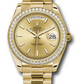 Rolex Yellow Gold Day-Date 40 MM - President Bracelet - Diamond Bezel - Champagne Index Dial - 228348RBR chip