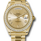 Rolex Yellow Gold Day-Date 40 MM - President Bracelet - Diamond Bezel - Champagne Bevelled Roman Dial - 228348RBR chrp