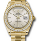 Rolex Yellow Gold Day-Date 40 MM - President Bracelet - Diamond Bezel - Silver Diagonal Motif Index Dial - 228348RBR sdmip