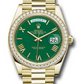 Rolex Yellow Gold Day-Date 40 MM - President Bracelet - Diamond Bezel - Green Roman Dial - 228348rbr grrp