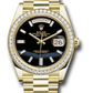 Rolex Yellow Gold Day-Date 40 MM - President Bracelet - Diamond Bezel - Onyx Dial - 228348rbr onbdp