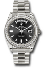 Rolex Presidential White Gold Day-Date 40MM - President Bracelet - Diamond Bezel - Black Baguette Diamond Dial  - 228349RBR-0003