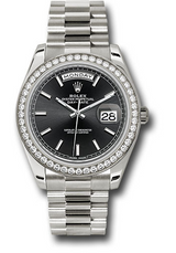 Rolex Presidential White Gold Day-Date 40MM - President Bracelet - Diamond Bezel - Black Index Dial - 228349RBR-0002