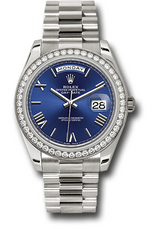 Rolex Presidential White Gold Day-Date 40MM - President Bracelet - Diamond Bezel - Blue Bevelled Roman Dial - 228349RBR-0005