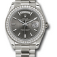 Rolex Presidential White Gold Day-Date 40MM - President Bracelet - Diamond Bezel - Dark Rhodium Stripe Motif Index Dial - 228349RBR rsmip