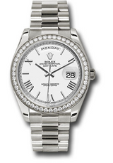 Rolex Presidential White Gold Day-Date 40MM - President Bracelet - Diamond Bezel - White Bevelled Roman Dial - 228349RBR-0039