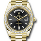 Rolex Presidential Yellow Gold Day-Date 40MM - President Bracelet - Diamond Bezel - Black Baguette Diamond Dial - 228398TBR bkbdp