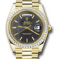 Rolex Presidential Yellow Gold Day-Date 40MM - President Bracelet - Diamond Bezel - Black Diagonal Motif Index Dial - 228398TBR bkdmip