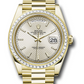 Rolex Presidential Yellow Gold Day-Date 40MM - President Bracelet - Diamond Bezel - Silver Diagonal Motif Index Dial - 228398TBR sdmip