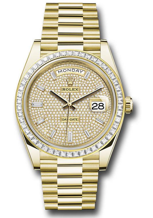 Rolex Presidential Yellow Gold Day-Date 40MM - President Bracelet - Diamond Bezel - Diamond-Paved Dial - 228398tbr dpbdp