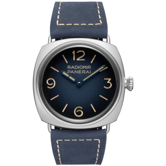 Panerai Radiomir Stainless Steel 45 MM - Dark Blue Alligator Strap - Blue Dial - PAM01335