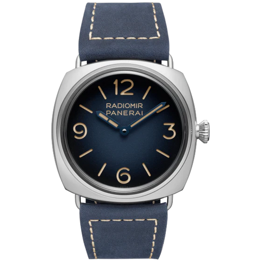 Panerai Radiomir Stainless Steel 45 MM - Dark Blue Alligator Strap - Blue Dial - PAM01335