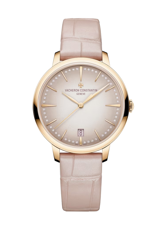 Vacheron Constantin Patrimony Pink Gold 36.5 MM - Pink Leather Strap - Pink Dial - 4110U/000R-B905