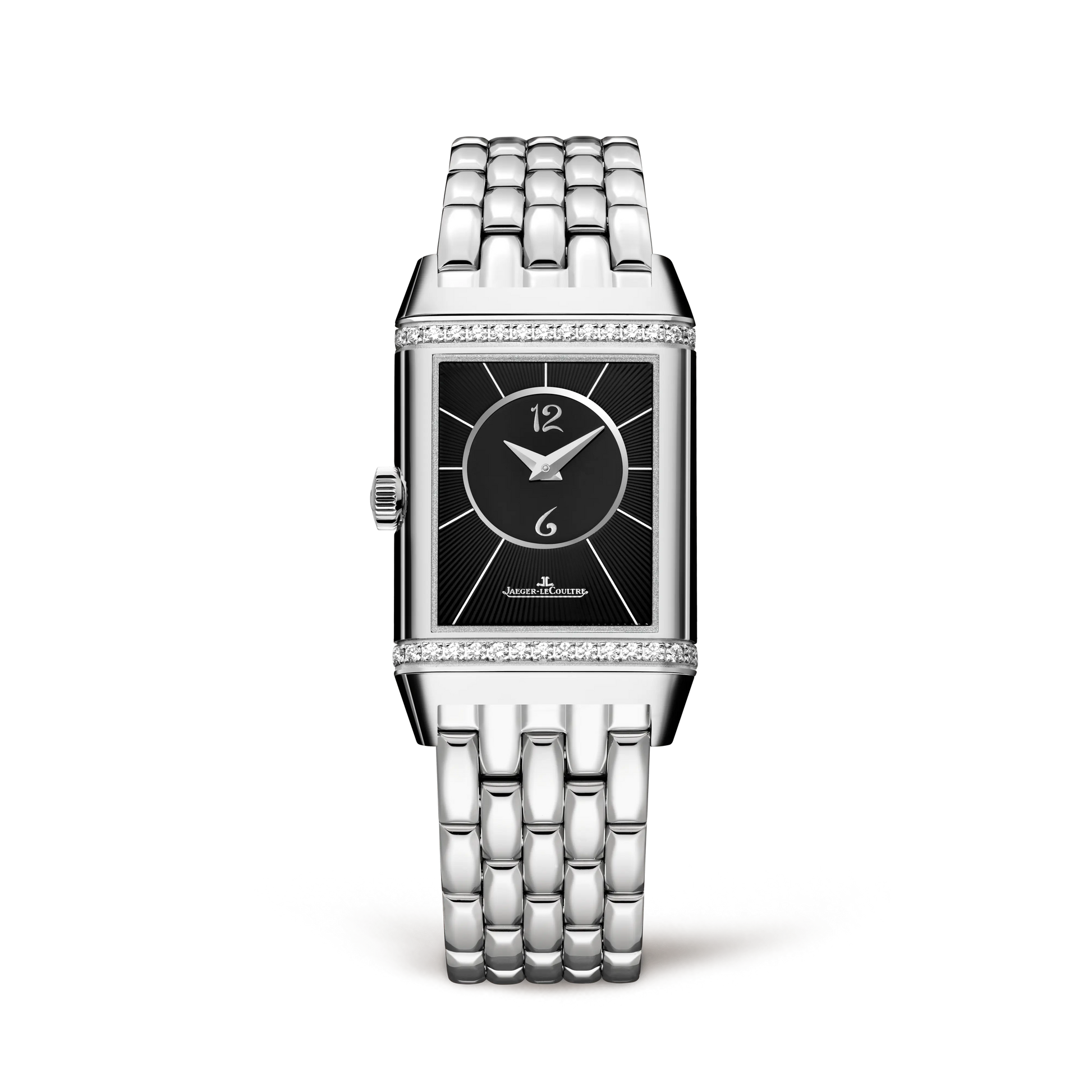 JLC - Reverso Classic Duetto - 40 MM x 24 MM - Stainless Steel - Silvered-Gray/Black Dial - Diamond-Set Verso - Stainless Steel Bracelet - Q2588120