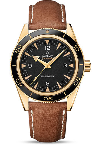 Omega Seamaster Yellow Gold 41 MM - Brown Leather Strap - Black Dial - 233.62.41.21.01.001 nyc watcher nyc watches