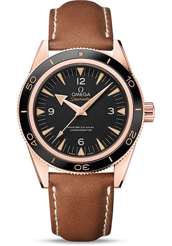 Omega Seamaster Rose Gold 41 MM - Brown Leather Strap - Black Dial - 233.62.41.21.01.002 nyc watcher nyc watches