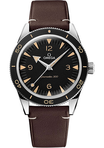 Omega Seamaster Stainless Steel 41 MM - Brown Leather Strap - Black Dial - 234.32.41.21.01.001 nyc watcher nyc watches