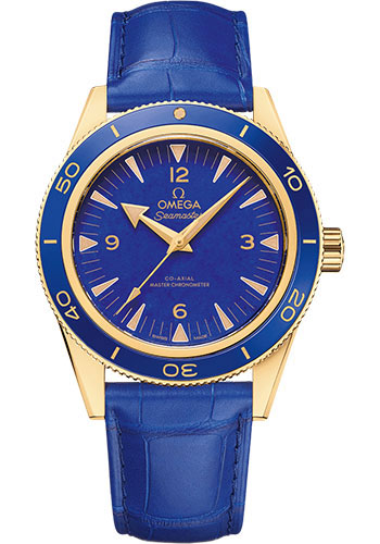 Omega Seamaster Yellow Gold 41 MM - Blue Leather Strap - Blue Dial - 234.63.41.21.99.002 nyc watcher nyc watches