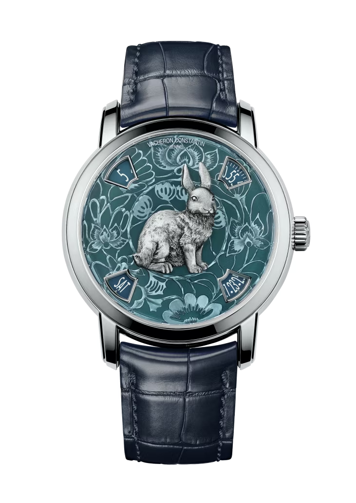 Vacheron Constantin Métiers D' Art Platinum 40 MM - Blue Leather Strap - Rabbit Artistic Dial - 86073/000P-B932