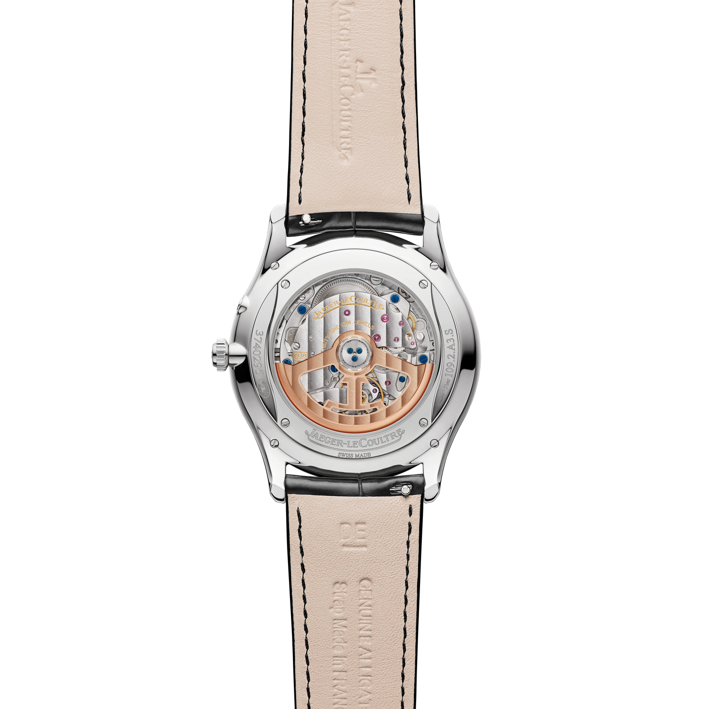 JLC - Master Ultra Thin Power Reserve - 39 MM - Stainless Steel - Silvered-Gray Dial - Black Leather Strap - Q1378421
