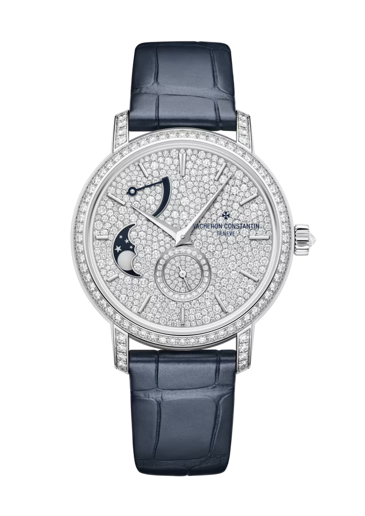 Vacheron Constantin Traditionnelle White Gold 37.5 MM - Blue Leather Strap - Diamond Bezel - Diamond Dial - 7006T/000G-B913