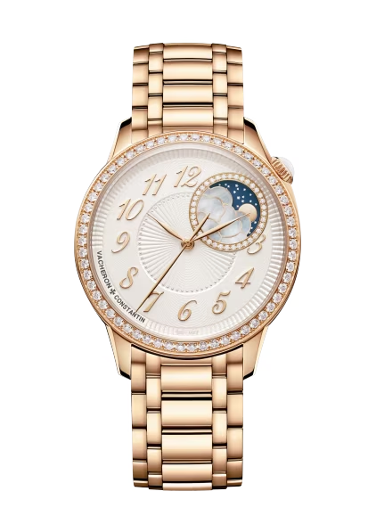 Vacheron Constantin Égérie Pink Gold 37 MM - Pink Gold Bracelet - Diamond Bezel - White Dial - 8005F/120R-H002