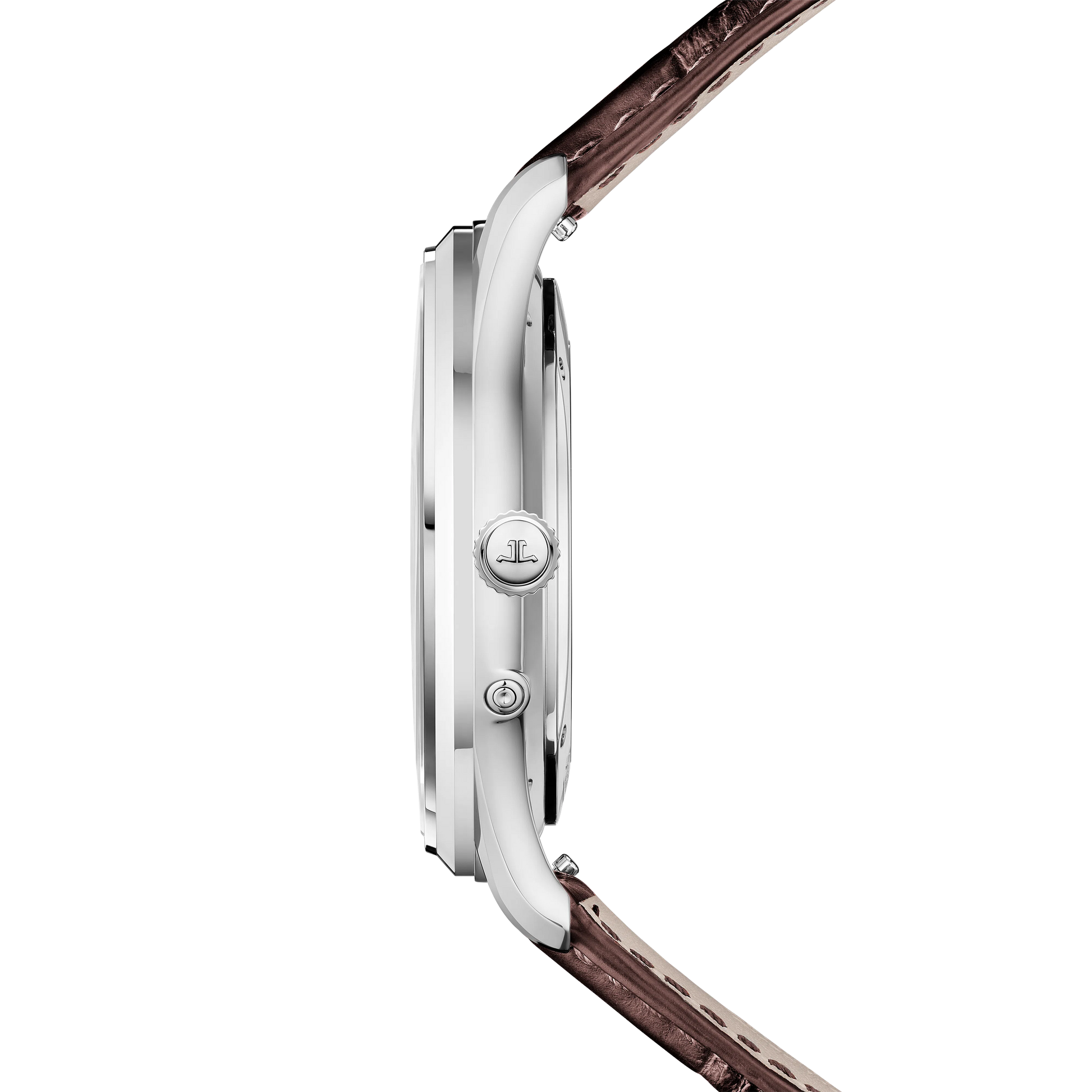 JLC - Master Ultra Thin Moon - 39 MM - Stainless Steel - Copper-Toned Grained Dial - Brown Leather Strap - Q1368460