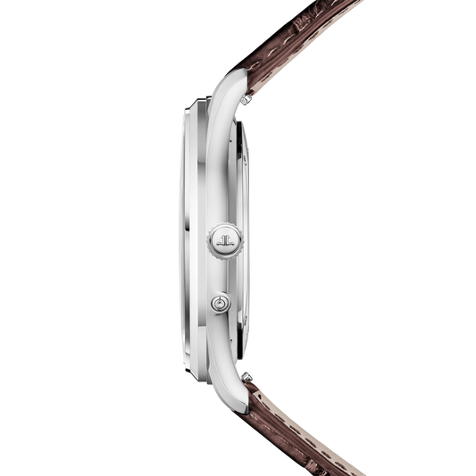 JLC - Master Ultra Thin Moon - 39 MM - Stainless Steel - Copper-Toned Grained Dial - Brown Leather Strap - Q1368460