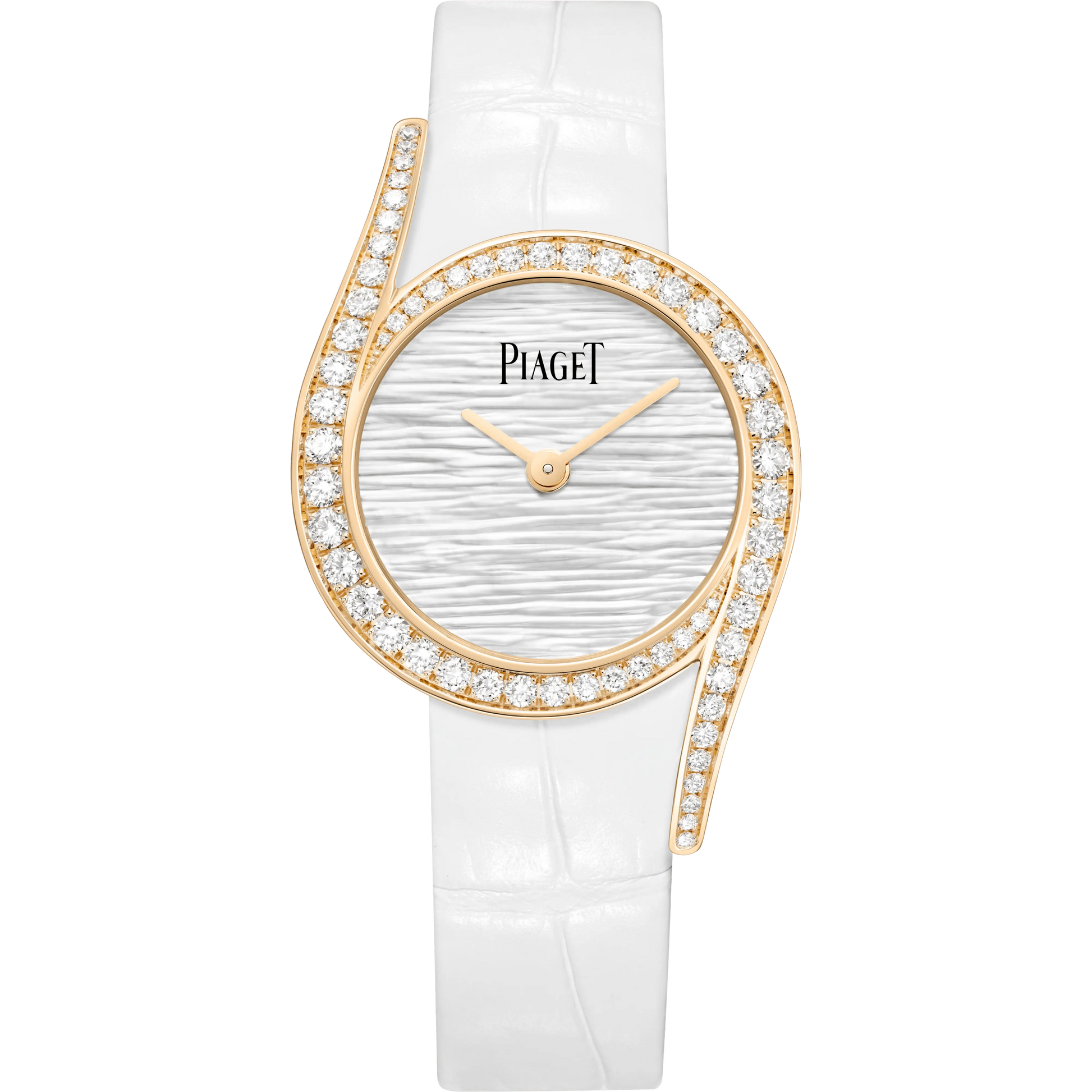 Piaget Limelight Gala - Rose Gold 26 MM - White Leather Strap - Diamond Bezel - Silver Dial - G0A46151