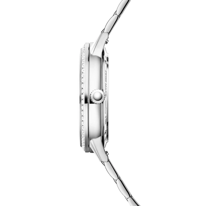 JLC - Rendez-Vous Classic Moon - 34 MM - Stainless Steel - Silvered-Gray Guilloché Diamond Dial - Diamond-Set Bezel - Stainless Steel Strap - Q3578131