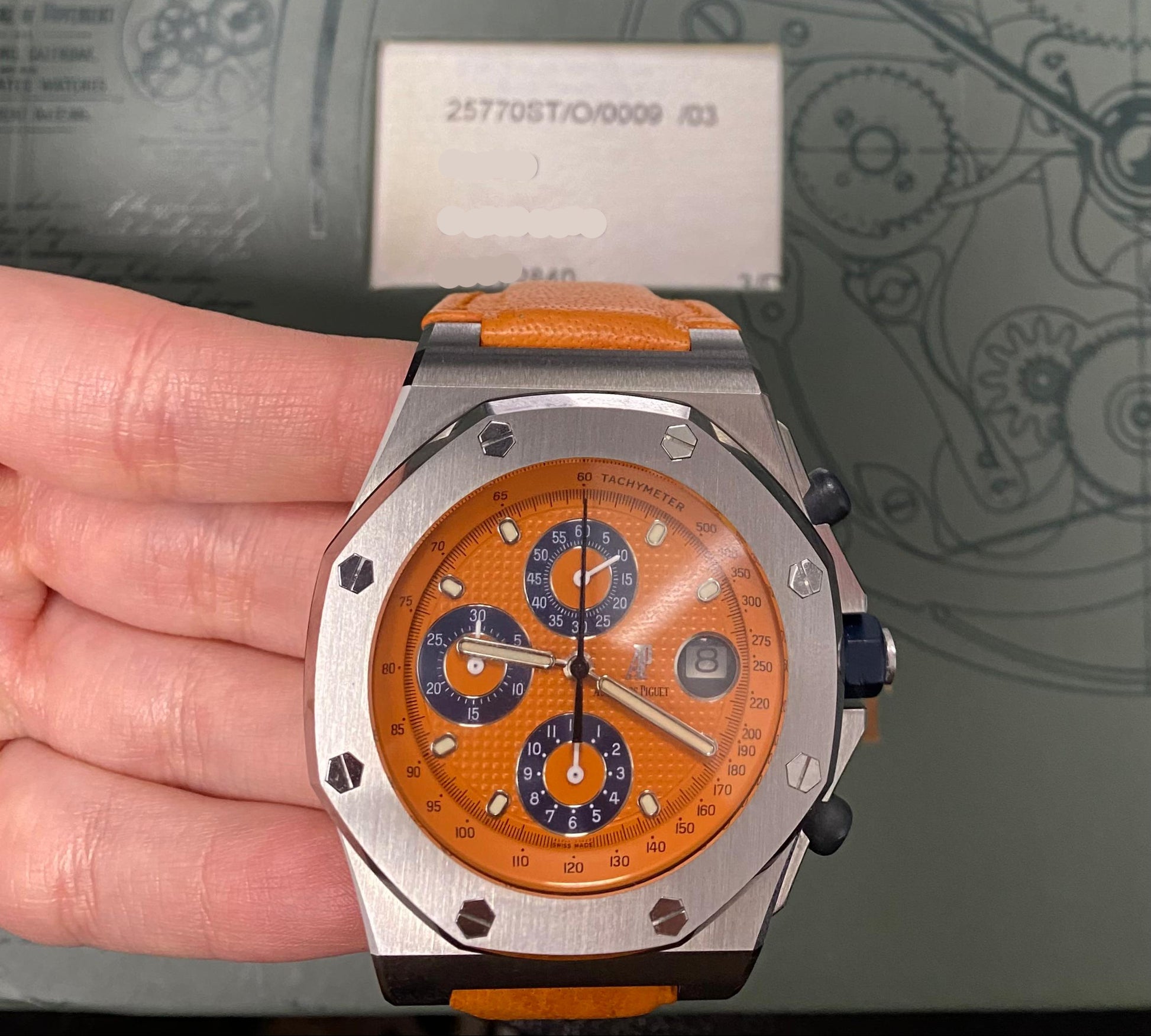 Audemars Piguet - Royal Oak Offshore - Chronograph - 42 MM - Steel - Orange Dial - 25770ST.O.0009.03