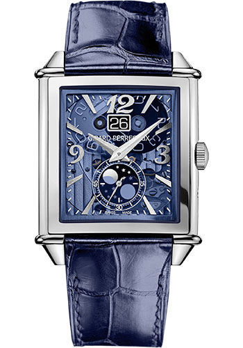 Girard-Perregaux Vintage 1945 Stainless Steel 36.10 x 35.25 MM - Blue Leather Strap - Polycristalline Dial - 25882-11-421-BB4A