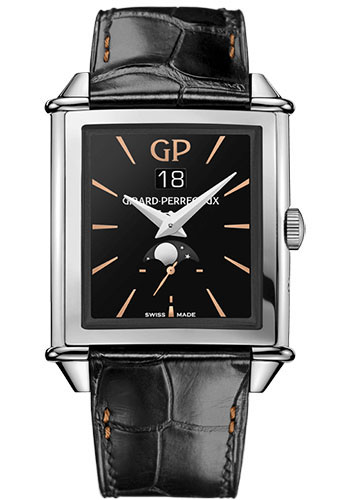 Girard-Perregaux Vintage 1945 Stainless Steel 36.10 x 35.25 MM - Black Leather Strap - Onyx Dial - 25882-11-631-BB6B