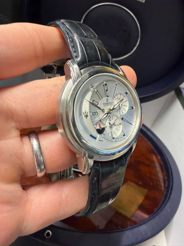 Audemars Piguet - Millenary - Maserati Limited Edition - 45 MM - Steel - Silver Dial - Leather Strap - 26150ST.OO.D084CU.01