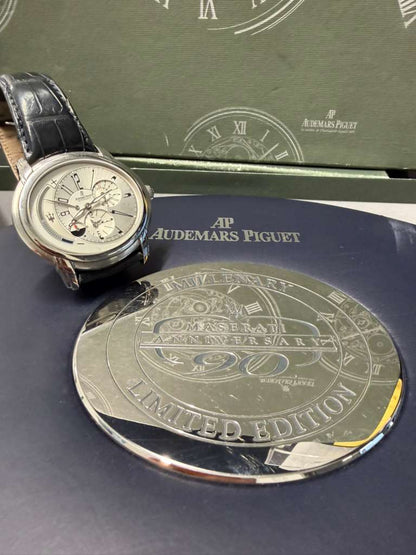 Audemars Piguet - Millenary - Maserati Limited Edition - 45 MM - Steel - Silver Dial - Leather Strap - 26150ST.OO.D084CU.01