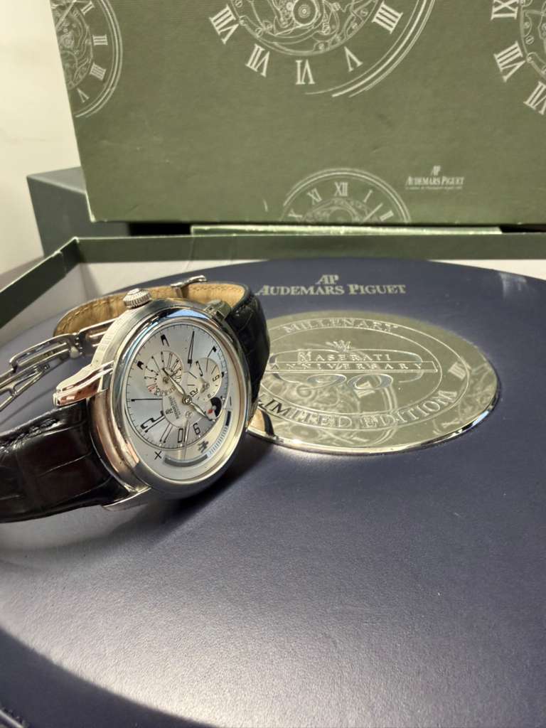 Audemars Piguet - Millenary - Maserati Limited Edition - 45 MM - Steel - Silver Dial - Leather Strap - 26150ST.OO.D084CU.01