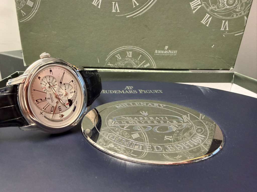 Audemars Piguet - Millenary - Maserati Limited Edition - 45 MM - Steel - Silver Dial - Leather Strap - 26150ST.OO.D084CU.01