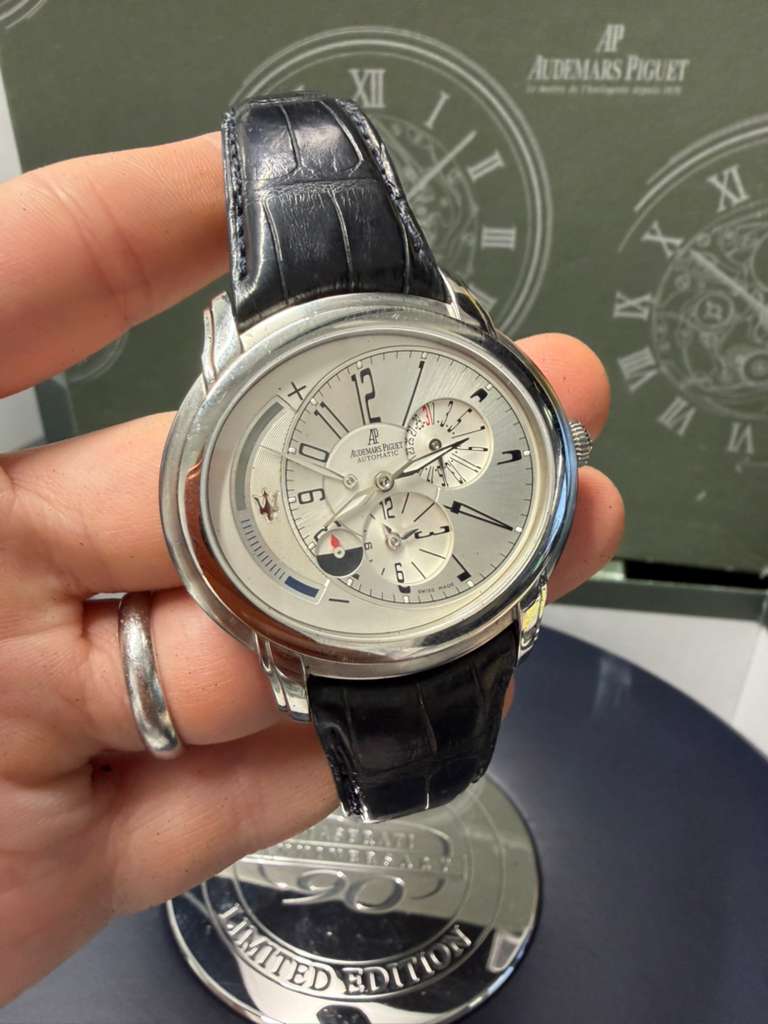 Audemars Piguet - Millenary - Maserati Limited Edition - 45 MM - Steel - Silver Dial - Leather Strap - 26150ST.OO.D084CU.01