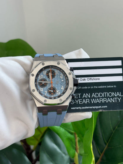 Audemars Piguet Royal Oak Offshore Stainless Steel Selfwinding Chronograph 42 MM - Blue Rubber Strap - Blue Dial - 26238ST.OO.A340CA.01