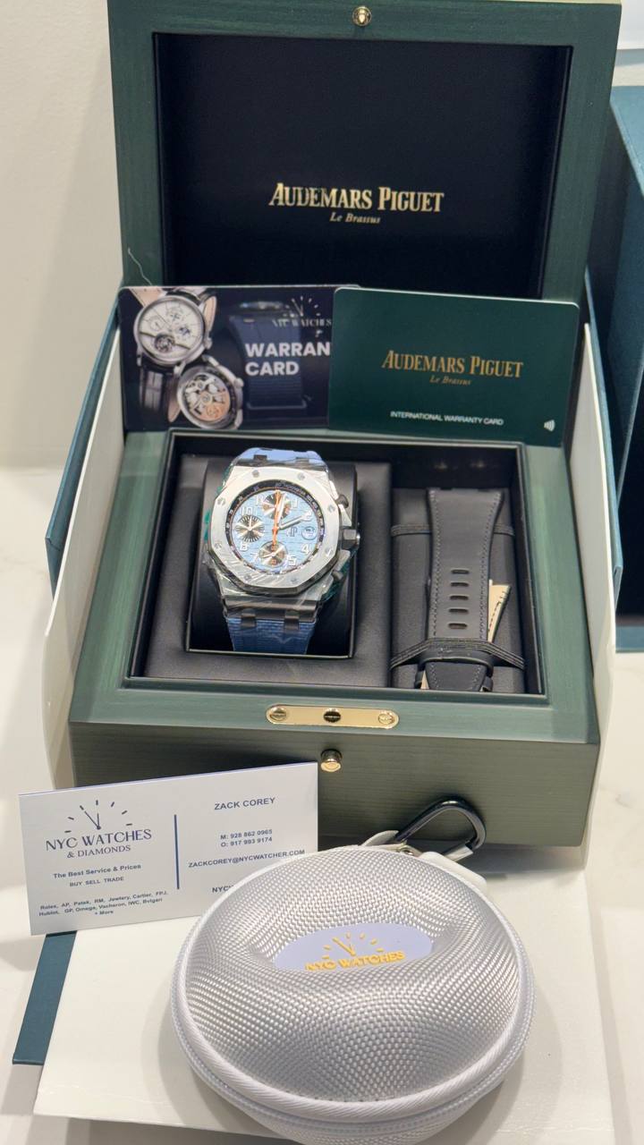 Audemars Piguet Royal Oak Offshore Stainless Steel Selfwinding Chronograph 42 MM - Blue Rubber Strap - Blue Dial - 26238ST.OO.A340CA.01