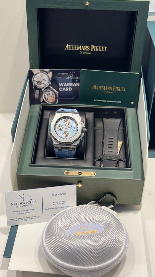 Audemars Piguet Royal Oak Offshore Stainless Steel Selfwinding Chronograph 42 MM - Blue Rubber Strap - Blue Dial - 26238ST.OO.A340CA.01