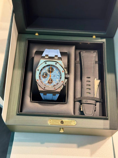 Audemars Piguet Royal Oak Offshore Stainless Steel Selfwinding Chronograph 42 MM - Blue Rubber Strap - Blue Dial - 26238ST.OO.A340CA.01