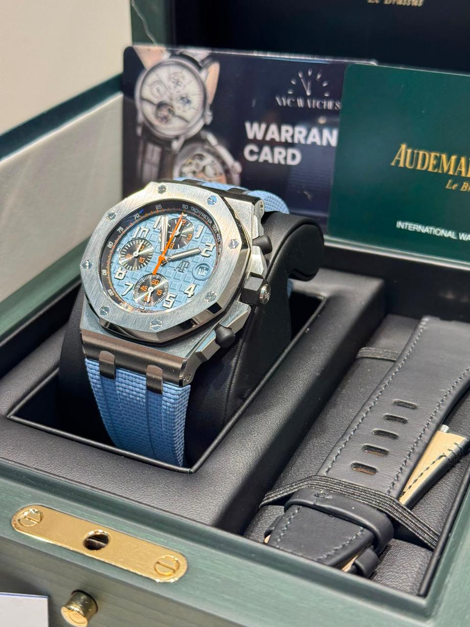 Audemars Piguet Royal Oak Offshore Stainless Steel Selfwinding Chronograph 42 MM - Blue Rubber Strap - Blue Dial - 26238ST.OO.A340CA.01
