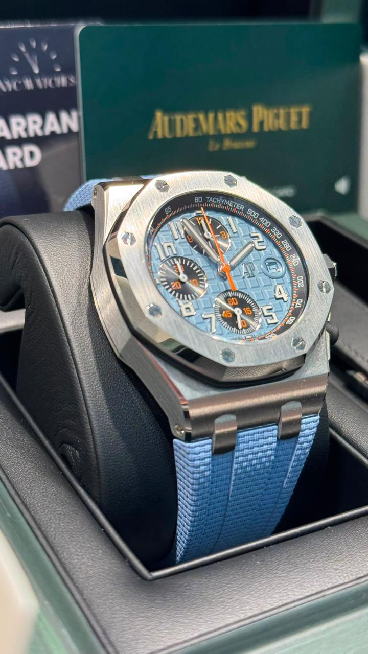 Audemars Piguet Royal Oak Offshore Stainless Steel Selfwinding Chronograph 42 MM - Blue Rubber Strap - Blue Dial - 26238ST.OO.A340CA.01