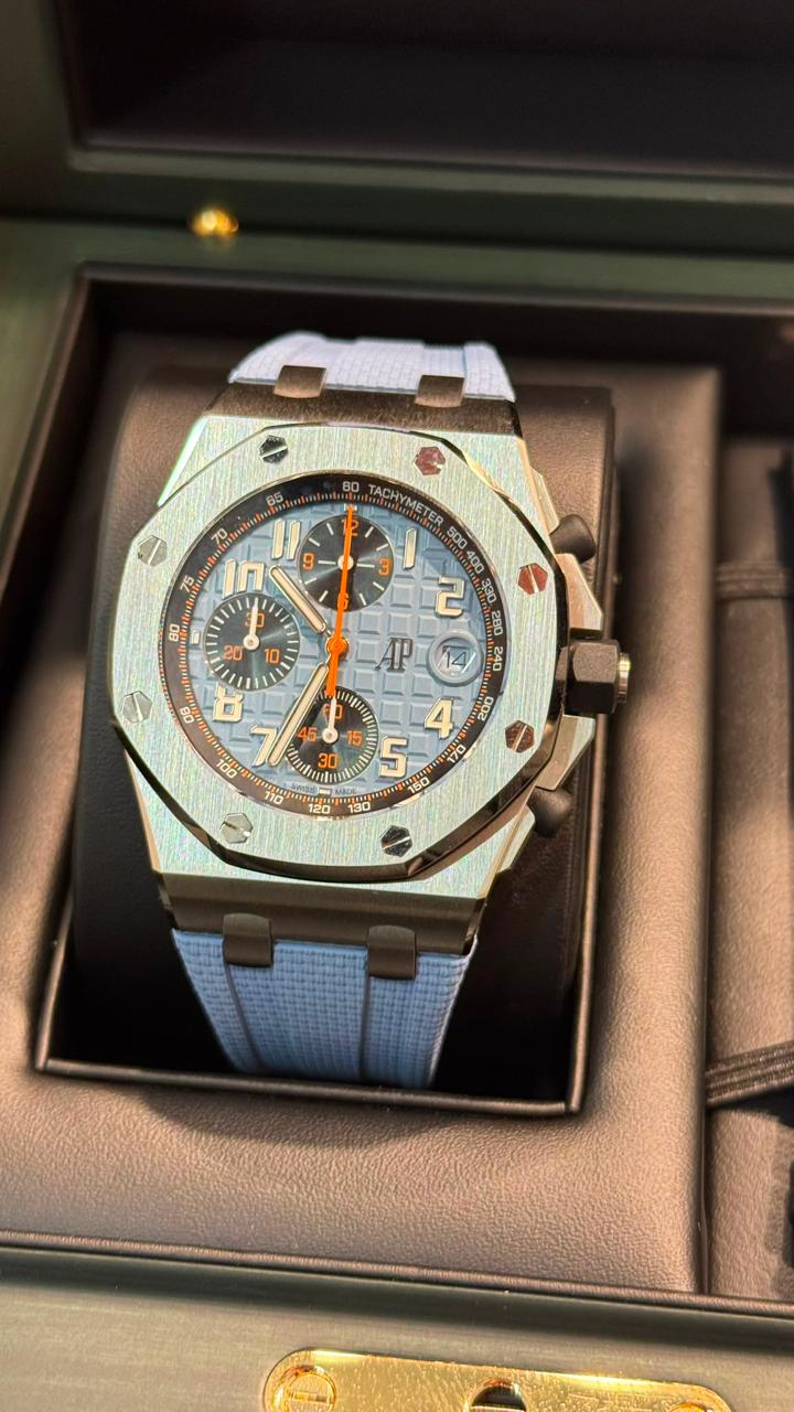 Audemars Piguet Royal Oak Offshore Stainless Steel Selfwinding Chronograph 42 MM - Blue Rubber Strap - Blue Dial - 26238ST.OO.A340CA.01
