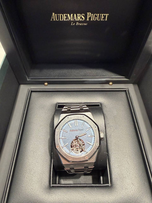 Audemars Piguet Royal Oak Selfwinding Flying Tourbillon - 41 MM - Titanium - Smoked Blue Dial - Titanium Bracelet - 26730TI.OO.1320TI.02