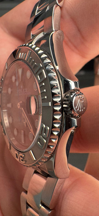 Rolex Steel and Platinum Yacht-Master  Watch - 37 MM - Oyster Bracelet - Dark Rhodium Dial  - 268622-0002