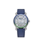 Chopard Happy Sport White Gold 36 MM - Blue Leather Strap - Diamond Bezel -  Silver Diamond Dial - 274891-1027